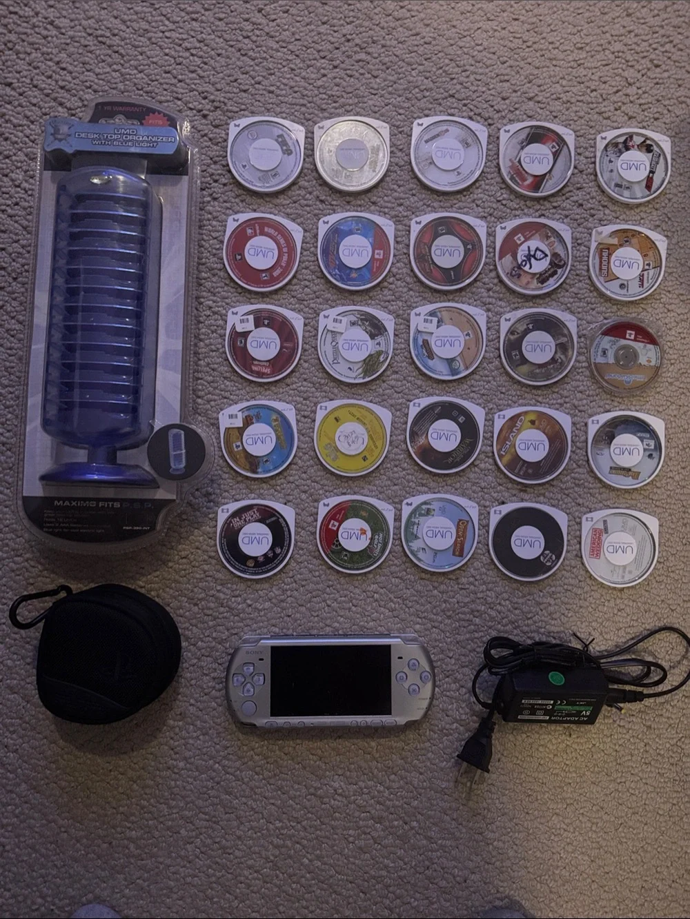 Sony Silver PSP-3001 Portable Gaming System with Multiple UMD Games